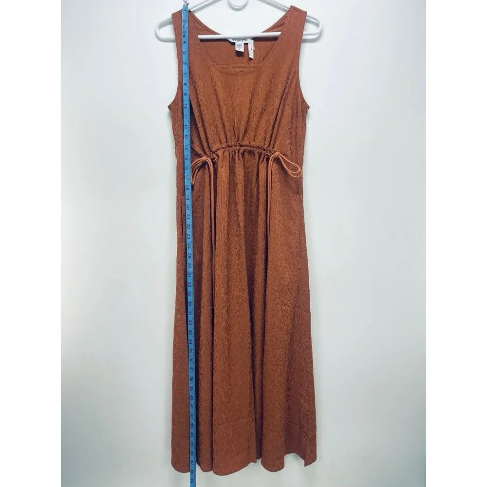 Athleta Midi Dress Sz S Womens Brown Echo Copper Sleeveless Casual Breathable - Picture 2 of 9